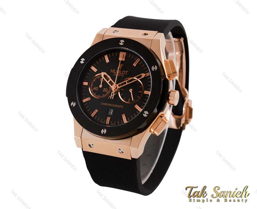 ساعت هابلوت مردانه سه موتوره رزگلد مشکی Hublot-4075-G